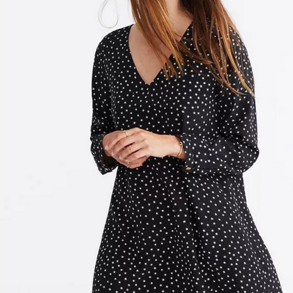 Madewell Silk Button-Back Dress in Star Scatter - Picture 6 of 7